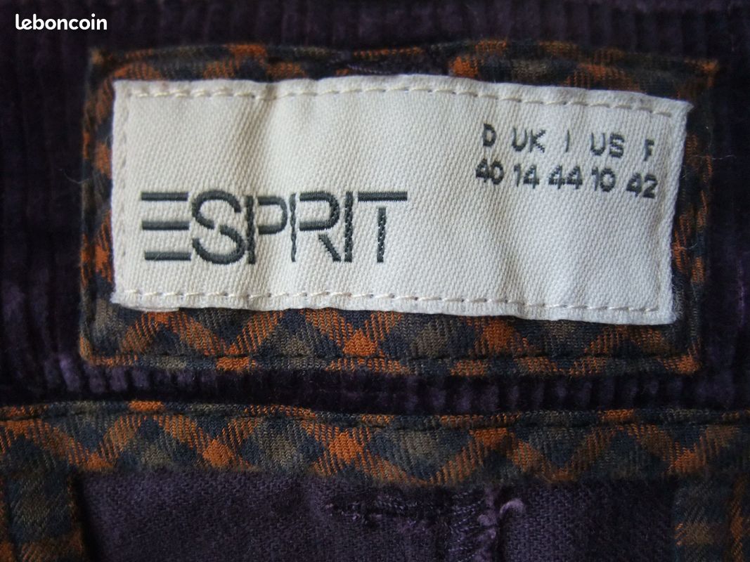 Jupe Femme ESPRIT Courte Velours Violet - Taille 44 - Motif Carreaux - Occasion Très Bon état