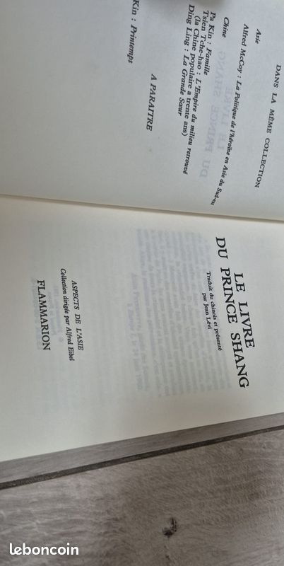 Le Livre du Prince Shang Shang Yang Philosophie Politique Chine Ancienne Flammarion (image 7)
