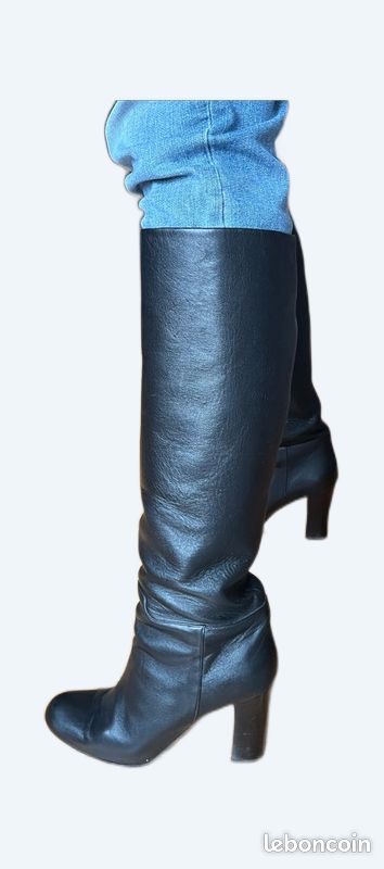 Bottes En Cuir Noir - Pointure 39 - Occasion En Très Bon état