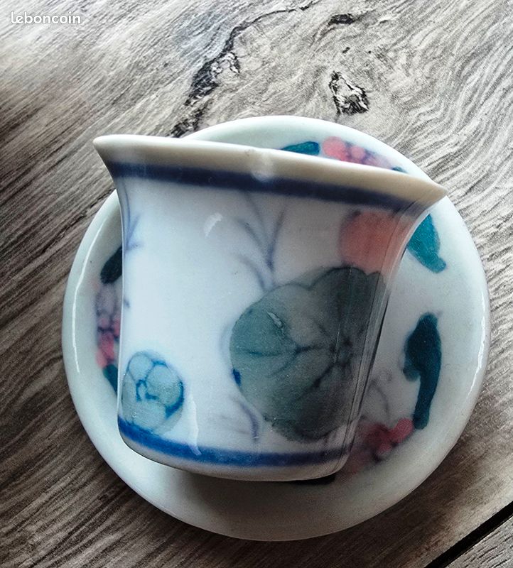 Service à Café Miniature - Dinette Porcelaine - Décor Floral Art Déco - Occasion