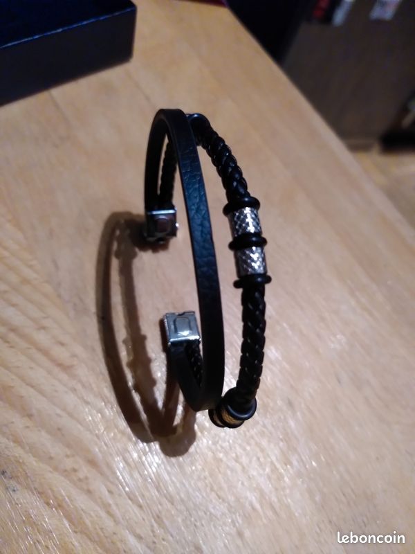 Bracelet homme Harvey Stone double tressé cuir acier (image 5)