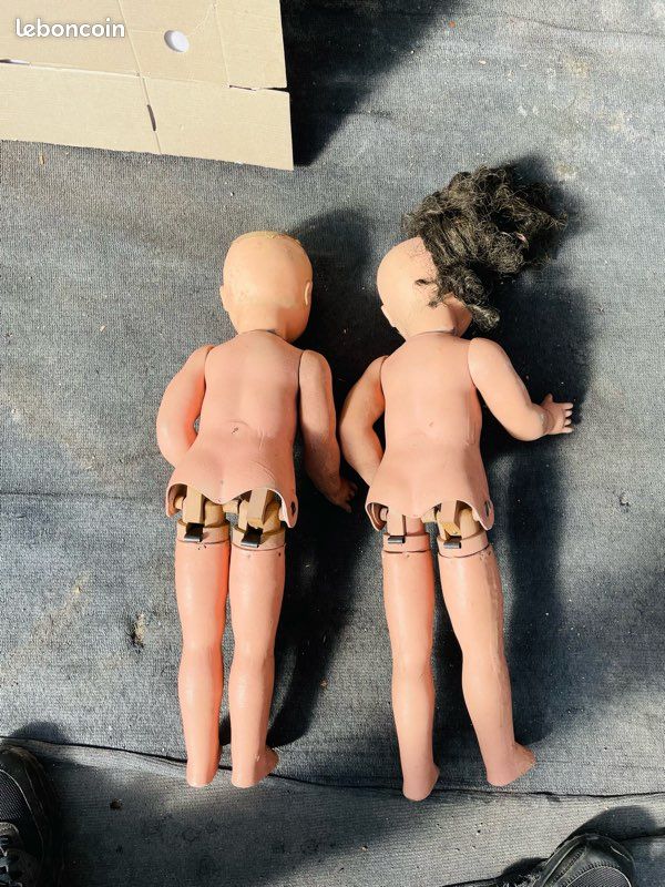 Lot De 2 Poupées Anciennes à Restaurer - Composition + Corps Marcheur - Idéal Pour Collection