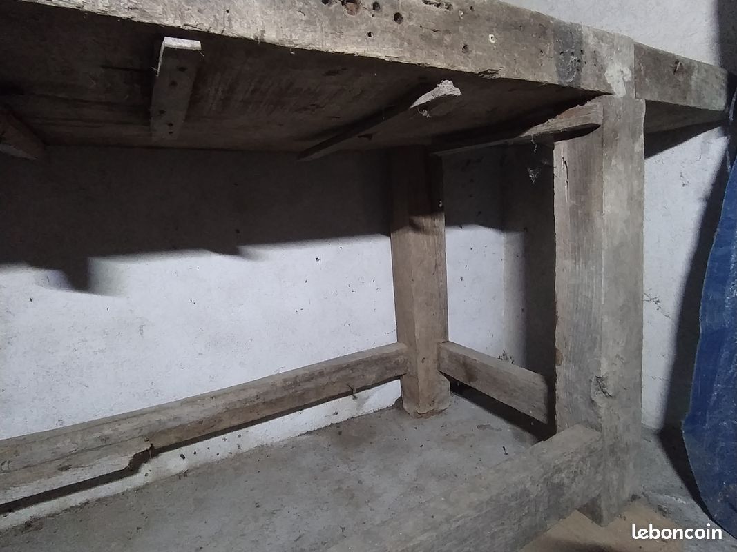 Etabli ancien en bois 195x70x72 (image 3)