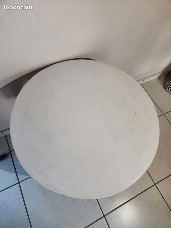 Petite table d'appoint bois et marbre style Louis XV (image 4)