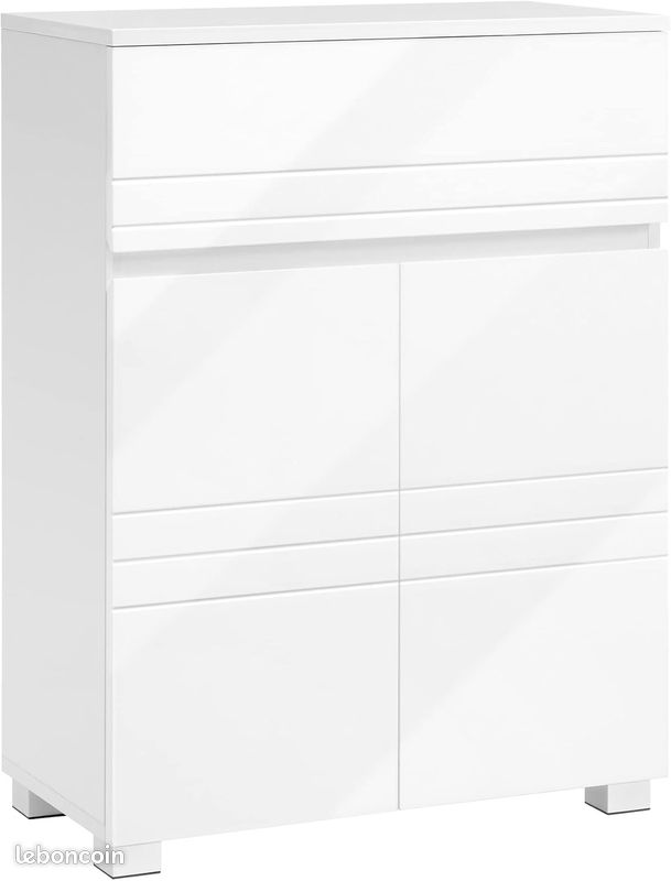 Meuble de Rangement Polyvalent : Armoire de Salle de Bain avec Tiroir et Étagère Ajustable, 60 x 30 x 80 cm, Blanc (image 1)