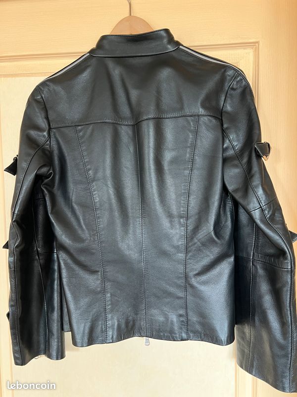 Veste cuir noir femme NOUCHKA, T44 italien (40 Français environ