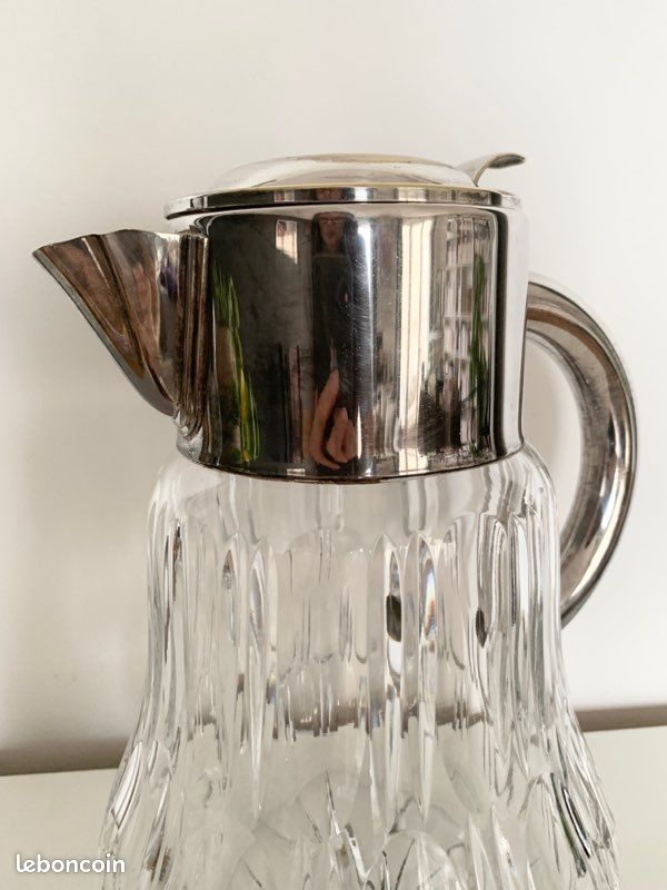 Importante carafe en cristal et métal argenté (image 2)