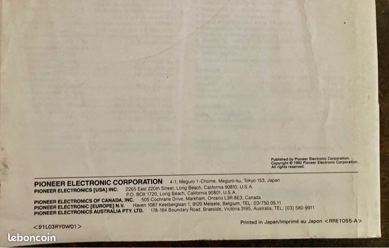 Pioneer CT-S210 Platine Cassette Stéréo Notice (image 3)
