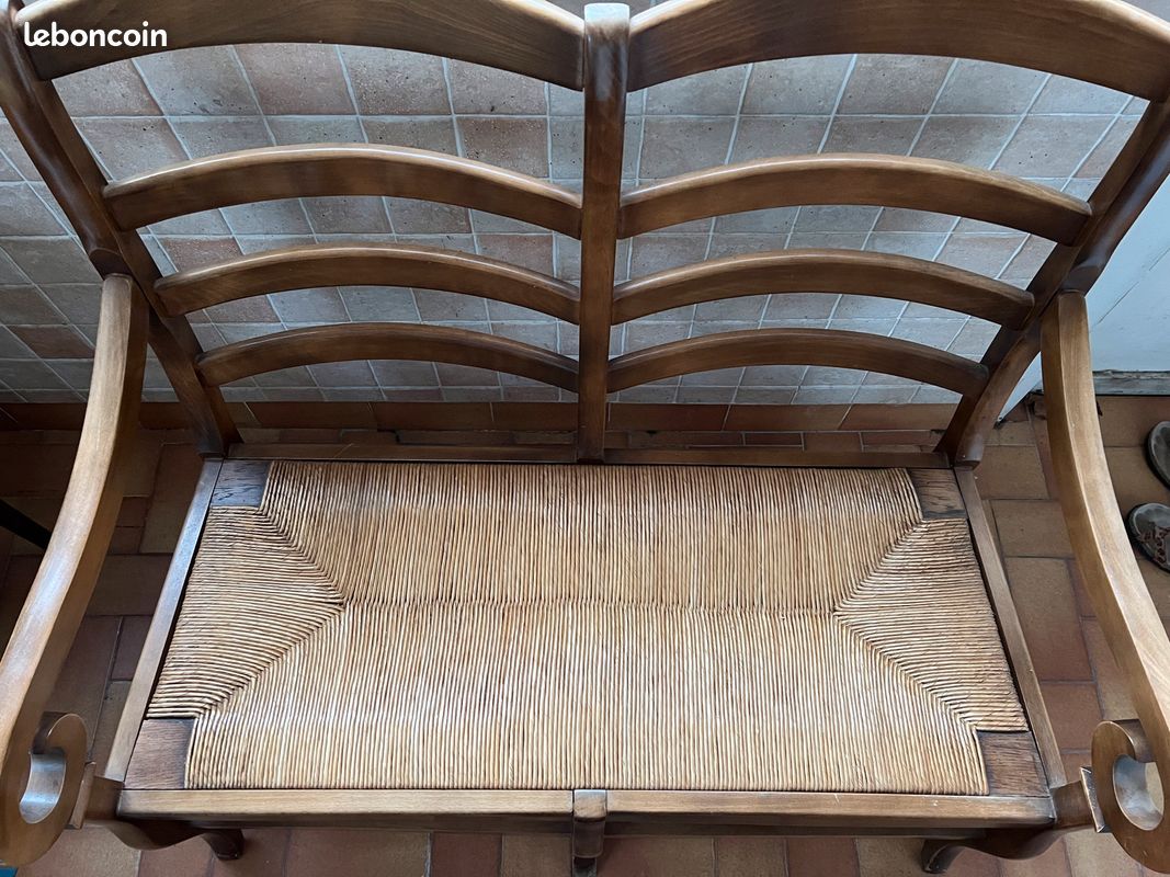 Banc en bois longueur 102cm largeur 54 avec une assise de 43cm hauteur 96cm (image 1)