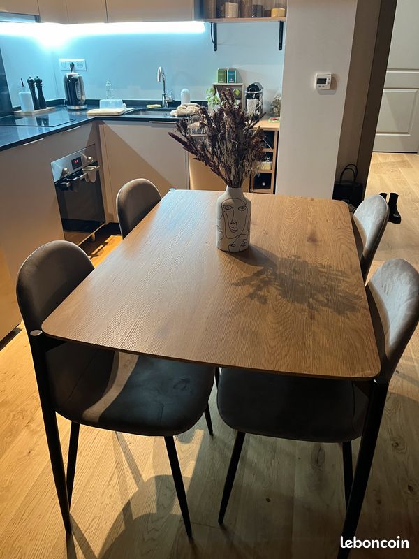 Table bois pieds métal (image 4)