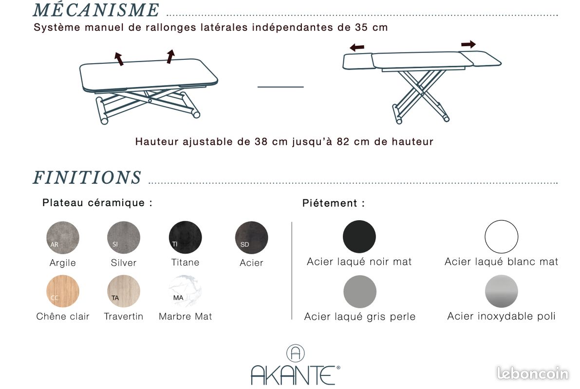 Table basse relevable et extensible en céramique qualité haut de gamme - AKANTE - ENORA (image 4)