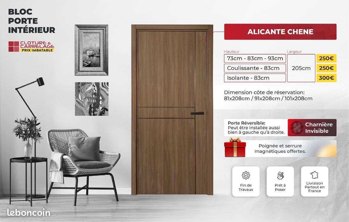 PROMO 💎 Porte Intérieur 💎 Charnières Invisibles 💎 Prix Attractif (image 4)
