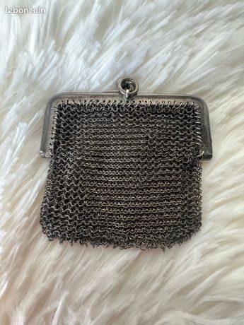 Porte-monnaie Vintage En Maille Acier Plaqué Argent – Pochette Rétro Artisanale Compacte, Élégant Et Charmant Pour Pièces De Monnaie