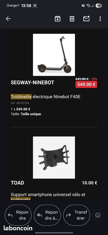 Trotinette electrique Segway Ninebot F40E (image 10)