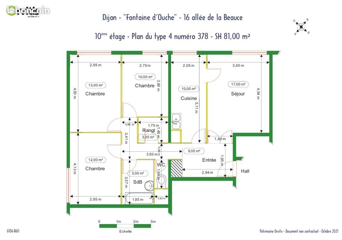 Appartement 4 pièces 81 m² · à Dijon · 81 m² · 579 €