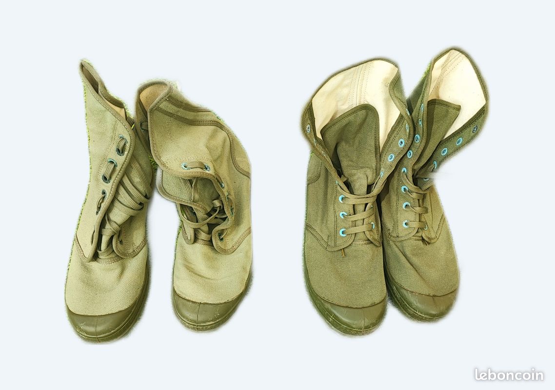 Bottes Pataugas Toile/caoutchouc Vintage - Surplus Armée Française, Bon état