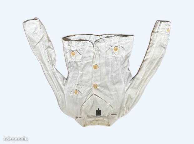 Veste Asymétrique Vince Lin Et Cuir Blanc - Taille 8 Occasion, Dommages Sur Manches