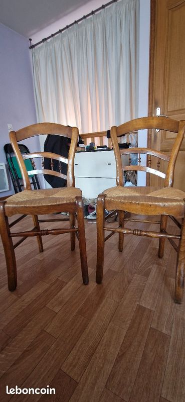 Lot de 2 chaises bois assise paillée (image 2)