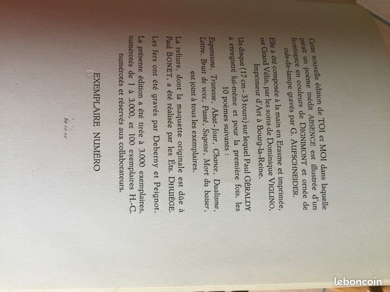 Beau livre ancien de poésies Toi et moi de Paul GERALDY 1957 ed numérotée (image 5)