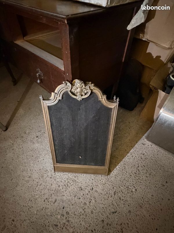 Pare-feu de cheminée ancien 4 volets – métal doré/laitonné (image 3)