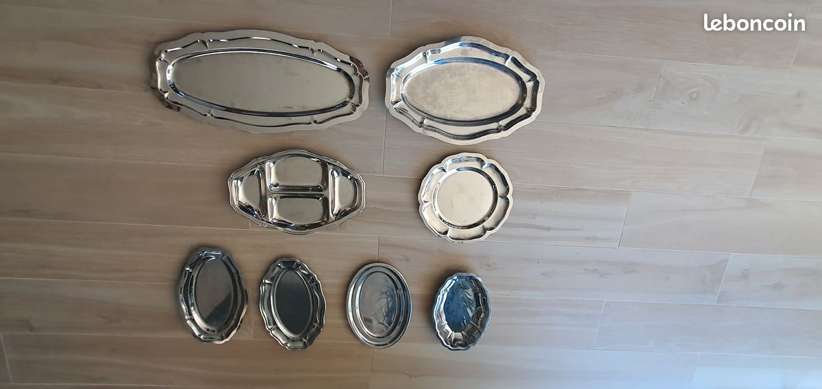 Lot de 8 plats de service en Inox 18/10 – Style classique (image 1)