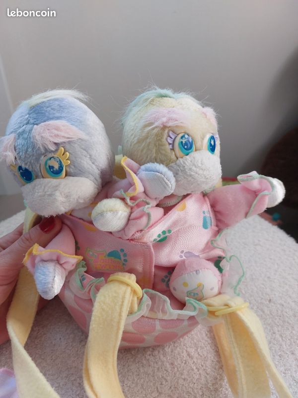 Peluches Tottles Bébés Jumeaux Dans Leur Couffin - Mattel Années 80 (occasion)
