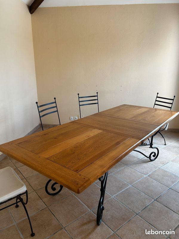 Table salle à manger chêne massif 2M(extensible 2,5M) + 6 chaises (image 8)