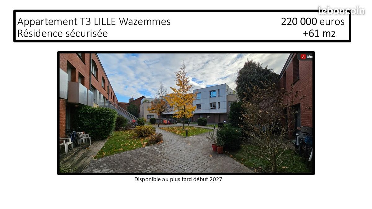 Appartement 3 pièces 61 m² · à Lille · 61 m² · 220 000 €