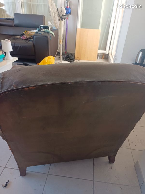 2 fauteuils cuir vintage (image 6)