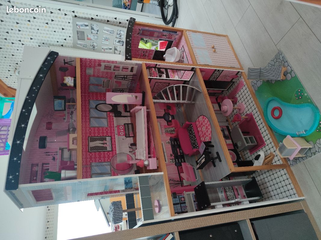 Maison en bois pour Barbie/petites poupées Villa Sparkle de