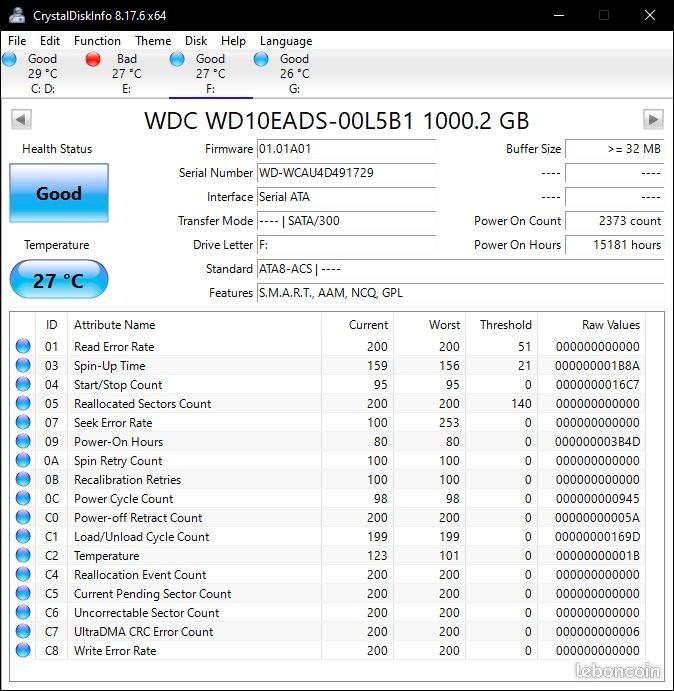 Disque dur SATA 3.5 pouces - Western Digital 1TB (image 3)