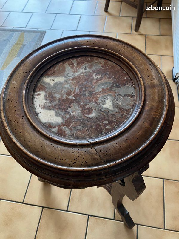 Guéridon ancien bois et marbre (image 5)
