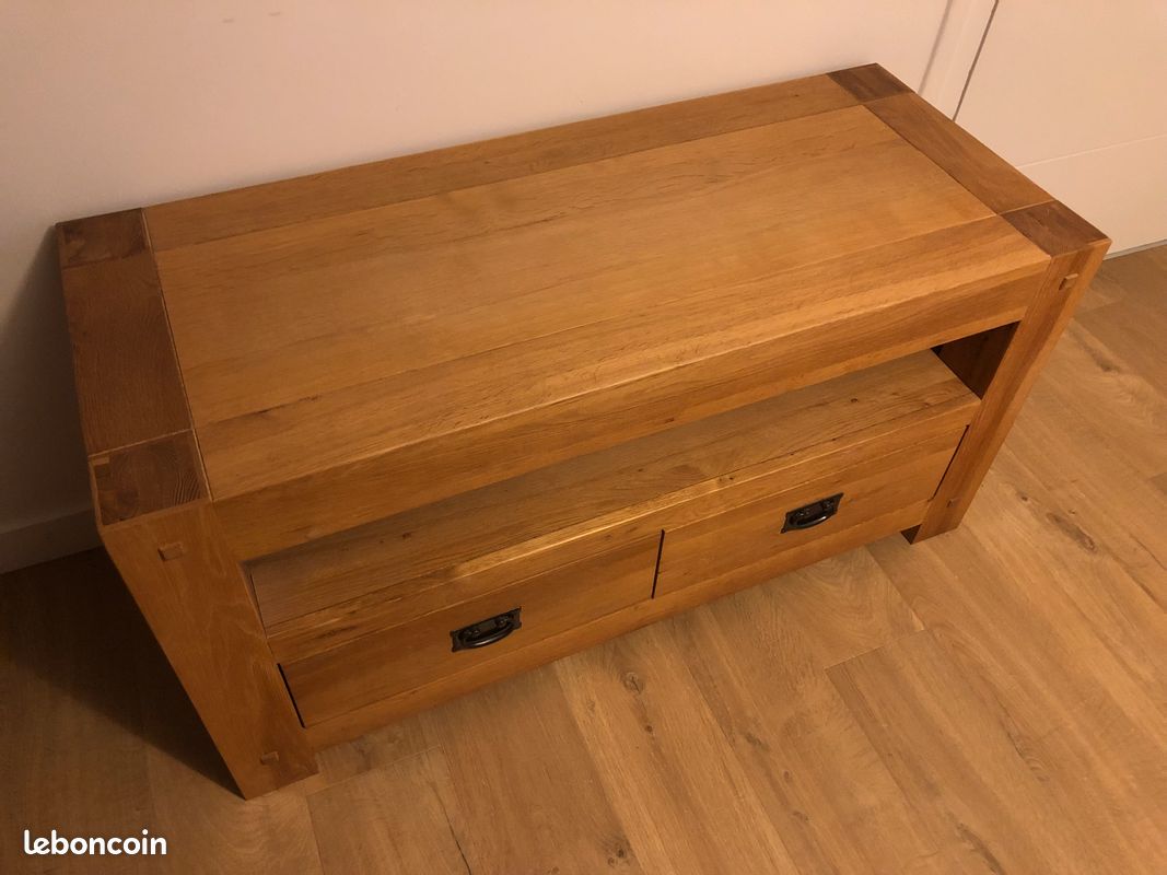 Meuble TV chêne massif 120 cm (image 2)