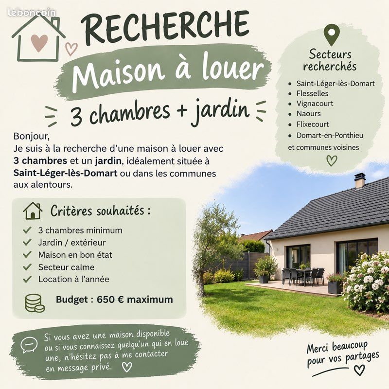 Maison 4 pièces 75 m² · à Saint-Léger-lès-Domart · 75 m² · 680 €/mois