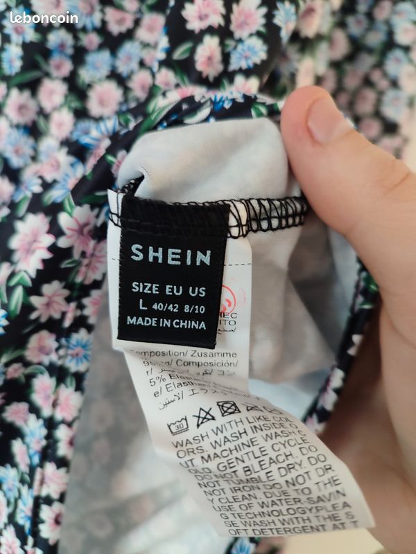 Body Shein Noir Motif Floral Manches Longues – Taille 40/42 – Neuf Sans étiquettes