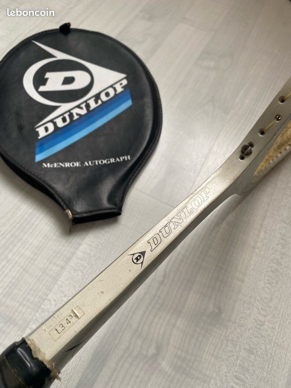 Housse De Raquette En Bois Vintage Dunlop - McEnroe Autograph - Tennis