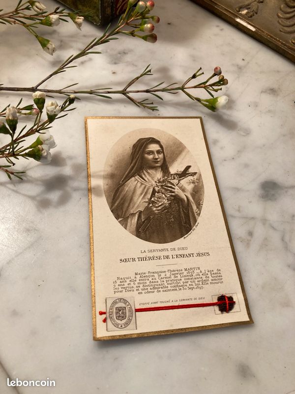 TRES RARE CADRE Reliquaire Sainte Thérèse Rideau De L'infirmerie EUR 64
