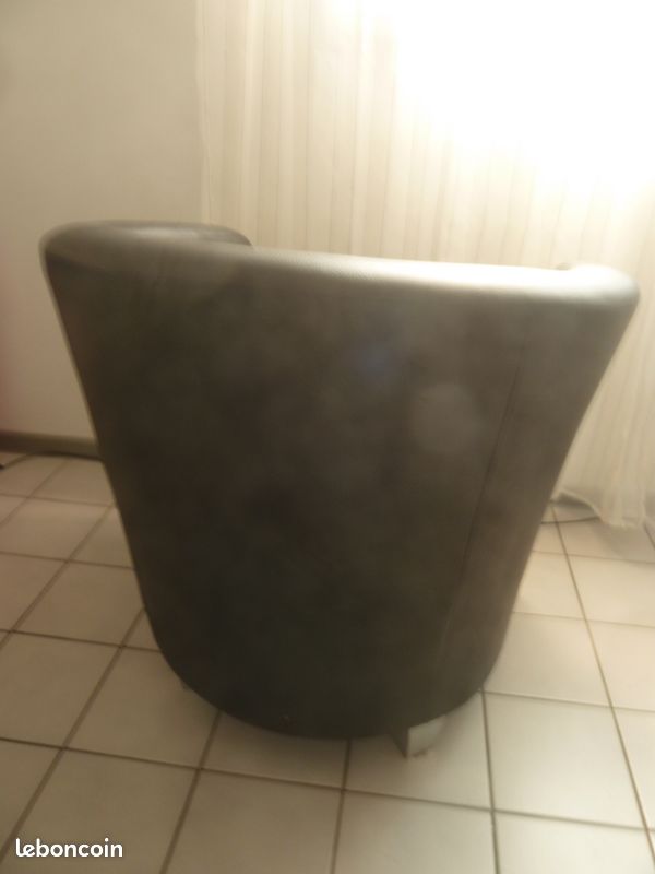 Fauteuil cabriolet simili cuir 1 noir (image 6)