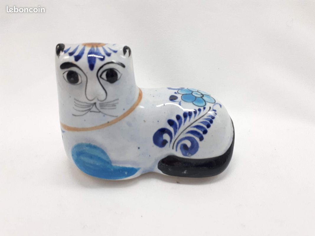 Figurine statuette Chat design stylisé céramique - Décoration