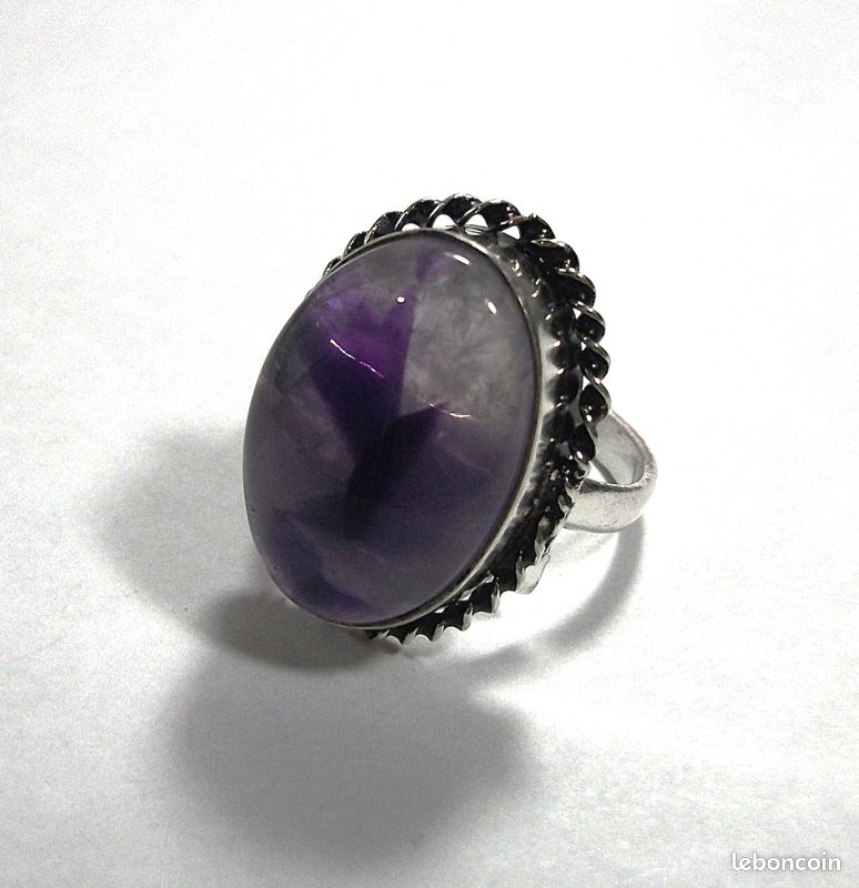 Bague améthyste plaqué argent 925 (image 8)