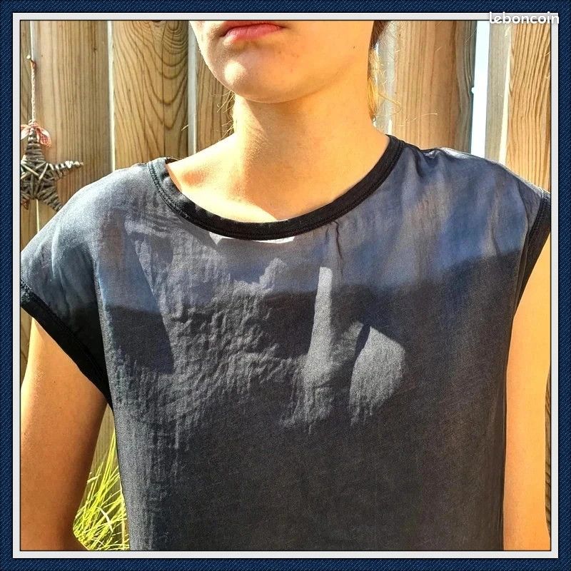 Haut Fluide Noir COP COPINE - Taille 36 (Étiquette 38) - Occasion Très Bon État - Tunique Décontractée