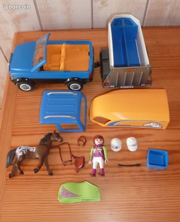 Playmobil - voiture et remorque a cheval - 4 ans+ - Label Emmaüs
