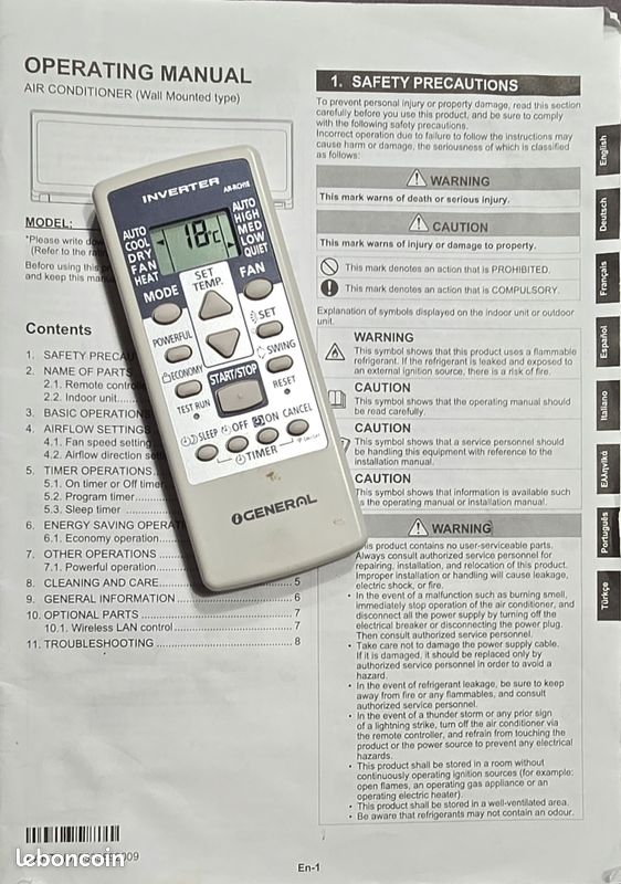 Climatisation réversible Monosplit GENERAL (Fujitsu) - R32 - Excellent état (image 7)