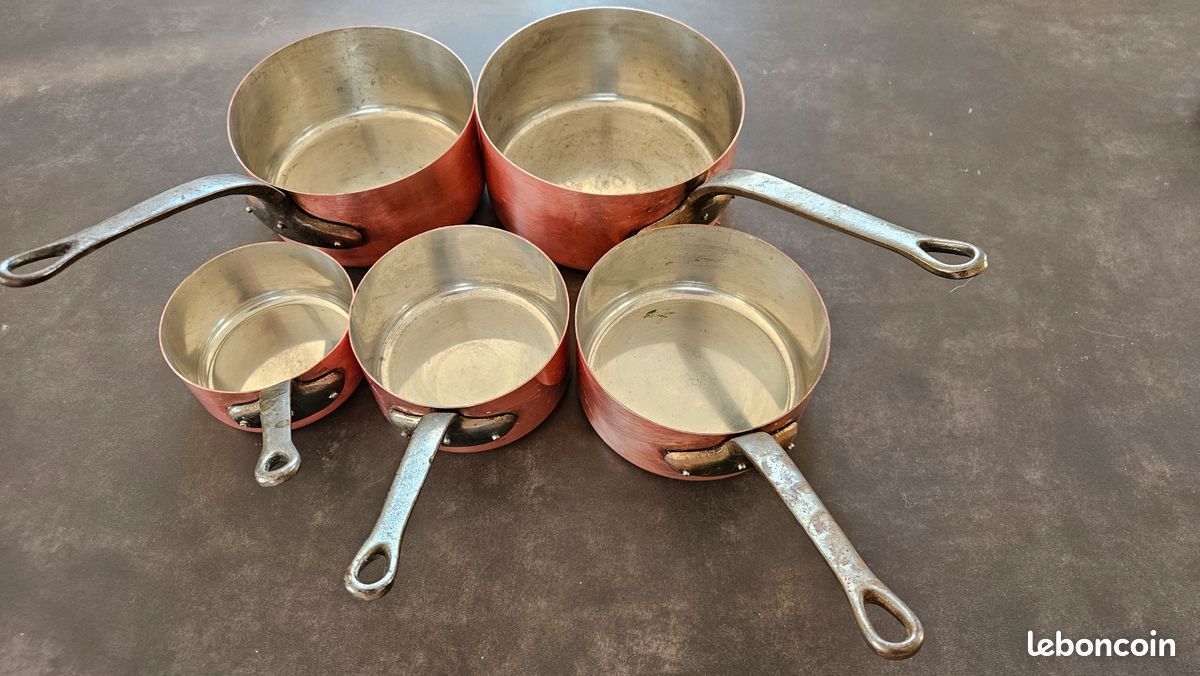 Casserole En Cuivre étamé De 25 Cm – 2 Manches, Fabrication Artisanale, Cuivrée Couleur Orange