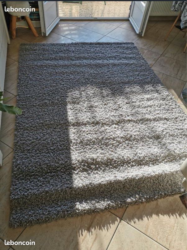 Tapis shaggy poils longs gris 160x230 (image 1)