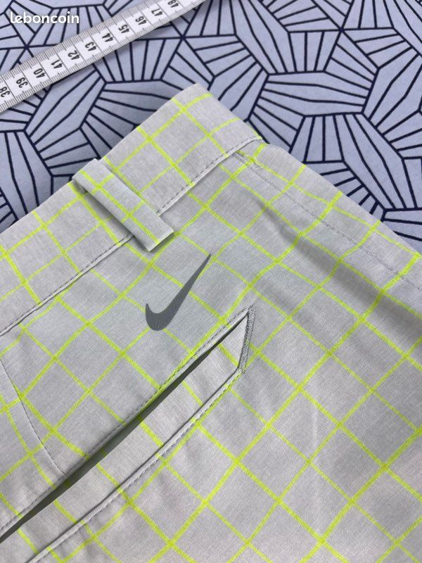 Short Nike golf blanc carreaux jaune fluo sport 38 - XL (image 11)