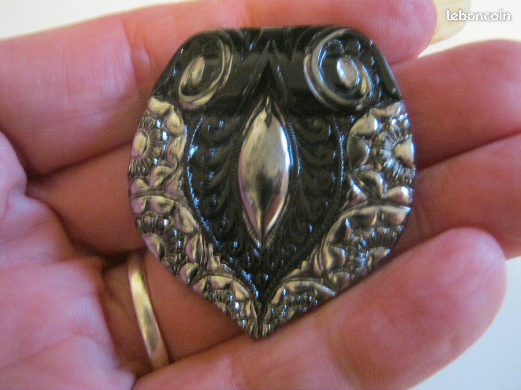 Broche Art Déco Vintage En Argent Avec Cristaux Et Diamant - Référence 3365