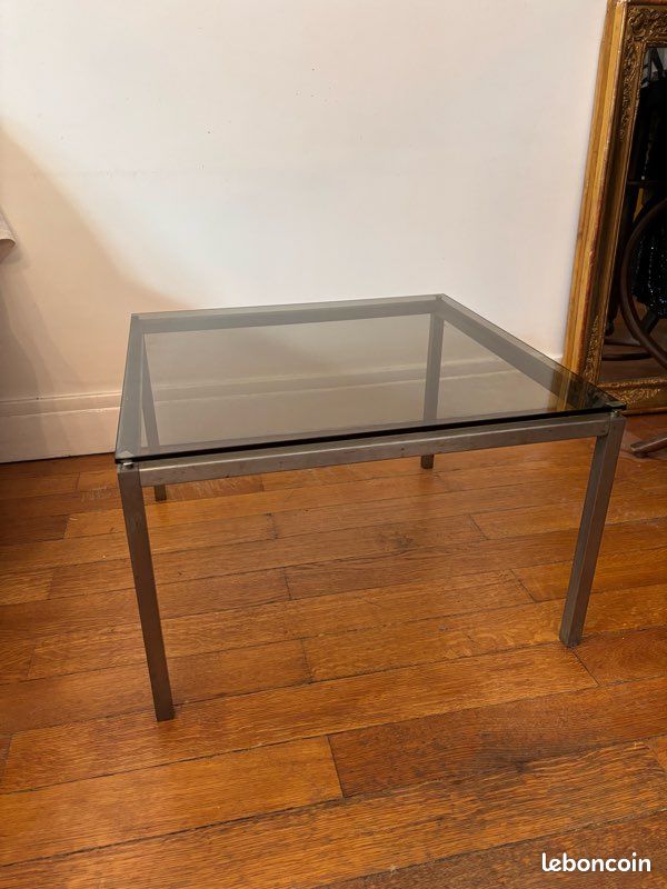 Table basse chromé et verre fumé années 1970 (image 4)