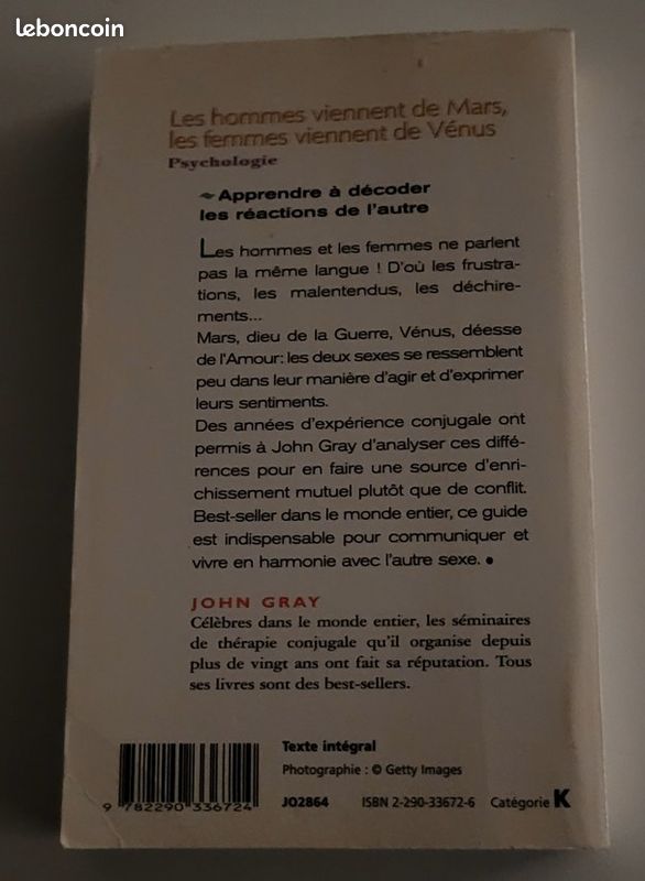 Partager LES HOMMES VIENNENT DE MARS, LES FEMMES VIENNENT DE VÉNUS JOHN GRAY /PSYCHOLOGIE (image 2)