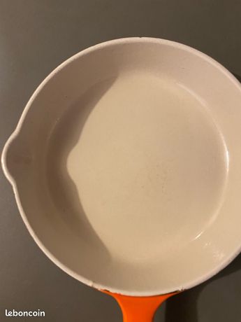 Poêle Ancienne Le Creuset N°16 - Fonte émaillée Orange - Bec Verseur - Made In France